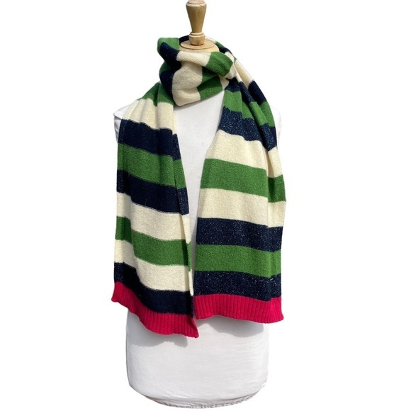 Ted Baker Striped Blue/Green/White/Pink Scarf - Picture 11 of 12